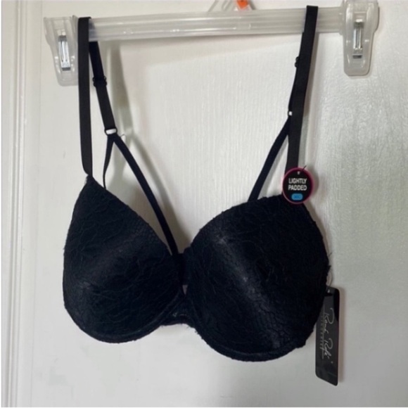 New Rene Rofe Strappy Bra Black Floral Lace Underwire Lightly Padded Gothic Gift - Picture 4 of 16